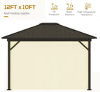 10' X 12' Hardtop Gazebo with Curtains and Netting Cream White