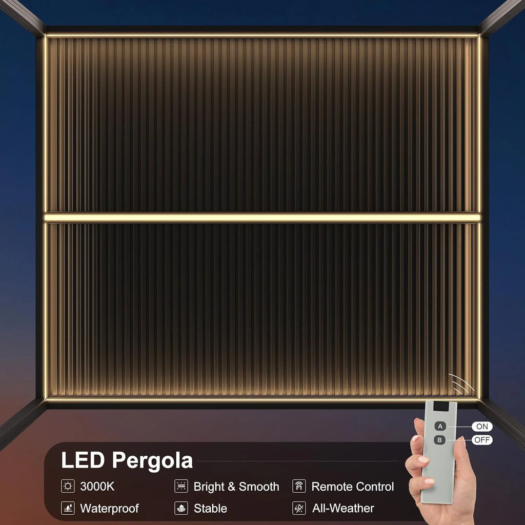 Grey Louvered Pergola Outdoor Aluminum Pergola with Adjustable Roof for Patio Grey Hardtop Gazebo