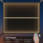 Grey Louvered Pergola Outdoor Aluminum Pergola with Adjustable Roof for Patio Grey Hardtop Gazebo