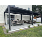 Grey Louvered Pergola Outdoor Aluminum Pergola with Adjustable Roof for Patio Grey Hardtop Gazebo