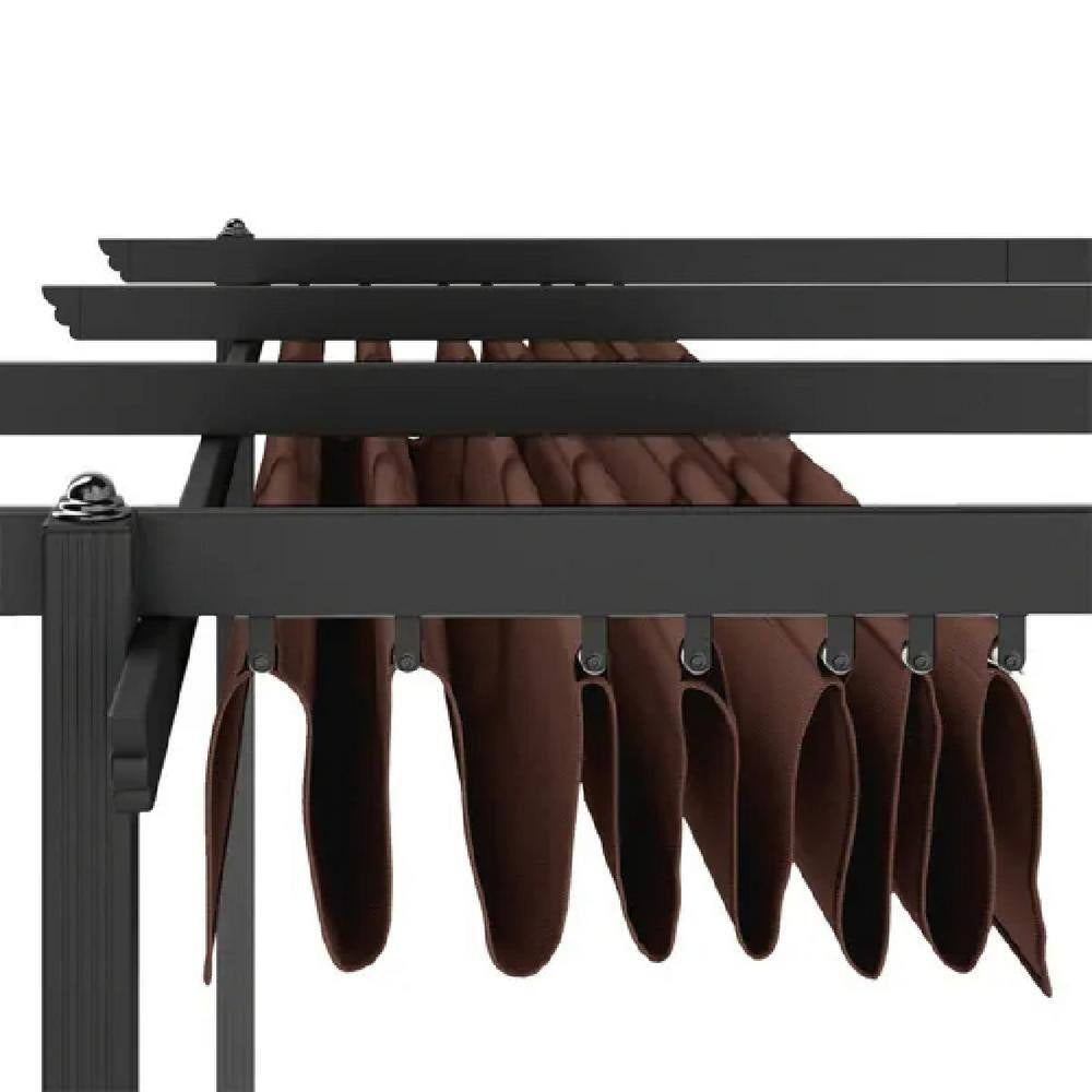12 Ft. X 12 Ft. Brown Portable Gazebo, Retractable Pergola with Weather Resistant Canopy, Aluminum Patio Grill Gazebo