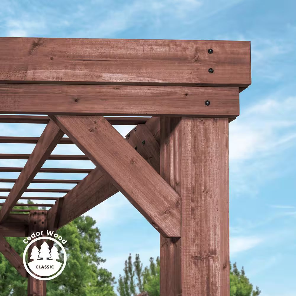 Brockton 10 Ft. X 14 Ft. All Cedar Wooden Modern Pergola
