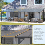 16' X 12' Gazebo Outdoor Pergola for Patio, 12X16 Large Wall-Mounted Hard Top Lean to Metal Gazebo Shelter Pergolas and Gazebos Clearance with Patio Roof, Heavy Duty Awnings for Decks