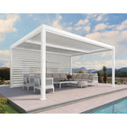 Louvered Pergola Modern White Pergola with Adjustable Roof for Deck Backyard Garden