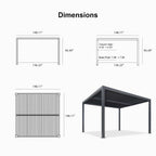 Grey Louvered Pergola Outdoor Aluminum Pergola with Adjustable Roof for Patio Grey Hardtop Gazebo