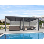 Grey Louvered Pergola Outdoor Aluminum Pergola with Adjustable Roof for Patio Grey Hardtop Gazebo