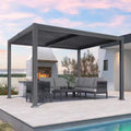 10.2 Ft. X 12.3 Ft. Gray Aluminum Outdoor Louvered Pergola with 2-Individual Adjustable Roofs and In-Built Gutter System