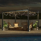 13 Ft. X 10 Ft. Aluminum Outdoor Patio Pergola with Retractable Canopy in Dark Gray