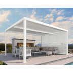 Louvered Pergola Modern White Pergola with Adjustable Roof for Deck Backyard Garden