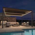 Bronze Louvered Pergola with Adjustable Roof for Deck Backyard Garden Hardtop Gazebo