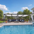 11.7 Ft. X 28.1 Ft. Gray Aluminum Outdoor Louvered Pergola with 4 White Individual Adjustable Roofs and In-Built Gutter
