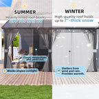 14' X 12' Gazebo Outdoor Pergola with Curtains and Netting for Patio, Large Wall-Mounted Hardtop 12X14 Lean to Metal Heavy Duty Gazebo, Pergolas and Gazebos Clearance with Patio Roof Awnings