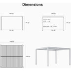 Louvered Pergola Modern White Pergola with Adjustable Roof for Deck Backyard Garden