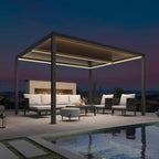 Grey Louvered Pergola Outdoor Aluminum Pergola with Adjustable Roof for Patio Grey Hardtop Gazebo