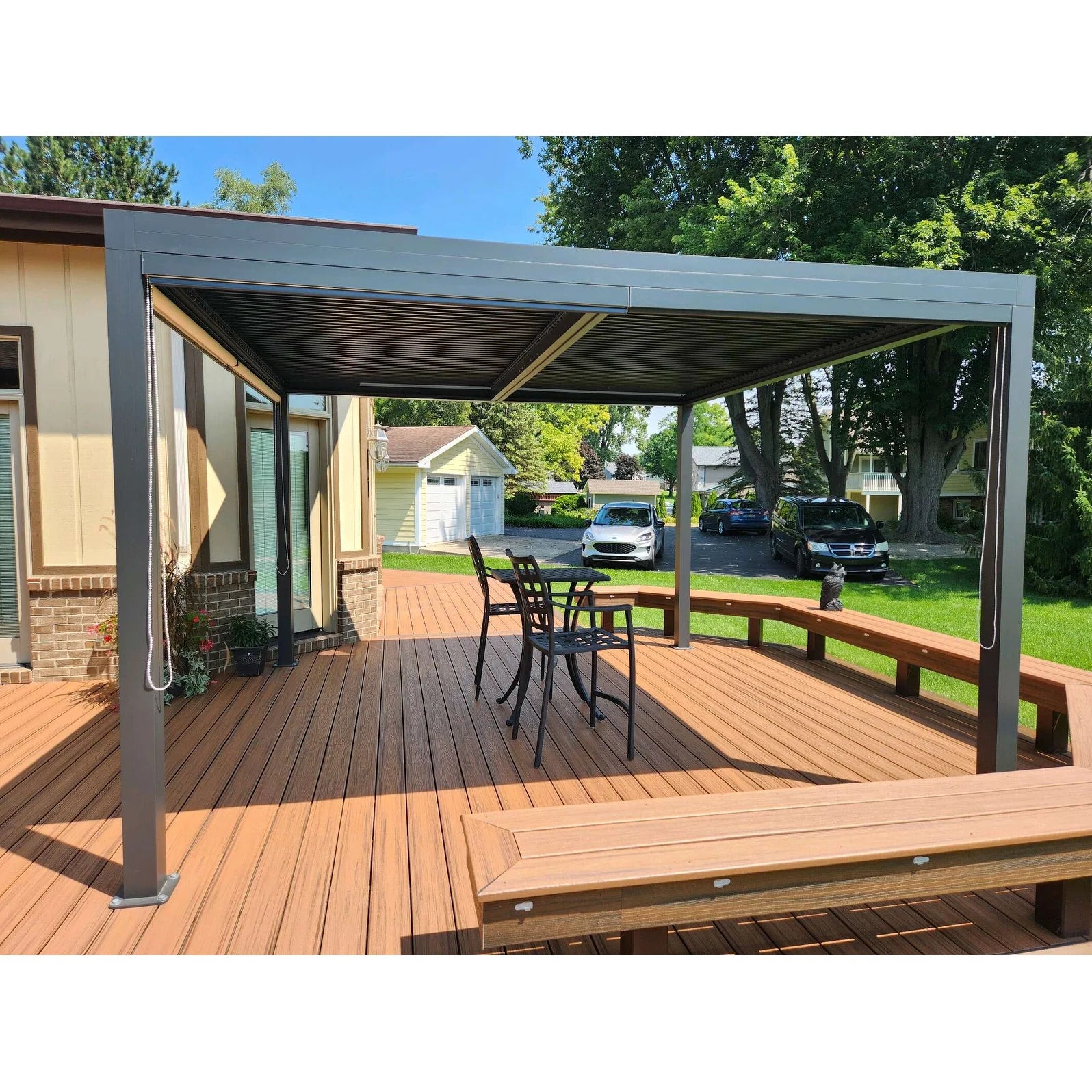 Grey Louvered Pergola Outdoor Aluminum Pergola with Adjustable Roof for Patio Grey Hardtop Gazebo