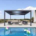 Grey Louvered Pergola Outdoor Aluminum Pergola with Adjustable Roof for Patio Grey Hardtop Gazebo