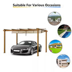 13 Ft. X 9 Ft. Outdoor Wood-Looking Aluminum Pergola with Beige Retractable Shade Canopy for Patiogarden Backyard