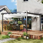 12 Ft. X 12 Ft. White Portable Gazebo, Retractable Pergola with Weather Resistant Canopy, Aluminum Patio Grill Gazebo