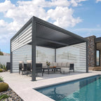 Grey Louvered Pergola Outdoor Aluminum Pergola with Adjustable Roof for Patio Grey Hardtop Gazebo