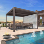 Bronze Louvered Pergola with Adjustable Roof for Deck Backyard Garden Hardtop Gazebo