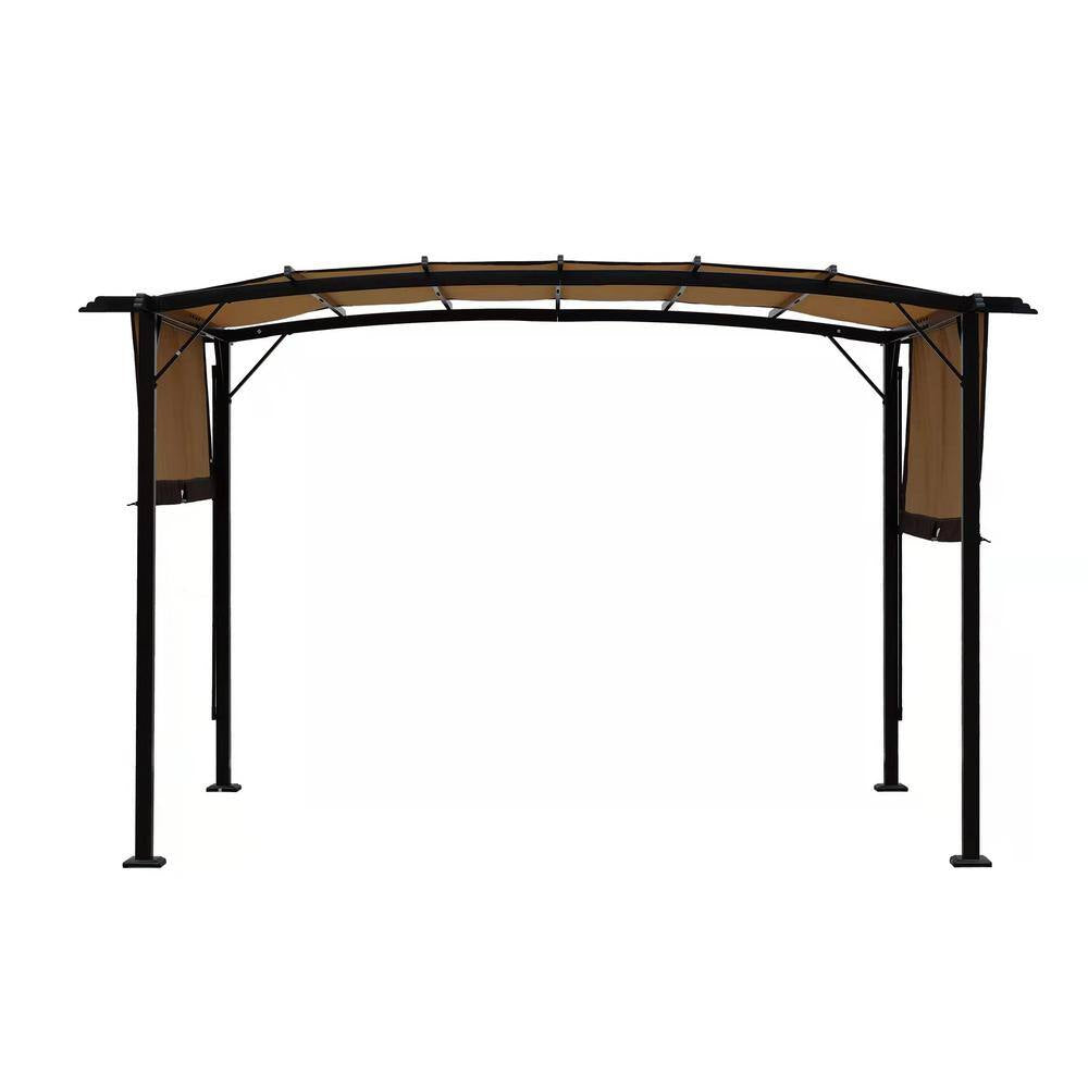 12 Ft. X 9 Ft. Outdoor Pergola Steel Frame Patio Gazebo, Retractable Shade Canopy, Sunshelter Pergola for Gardens