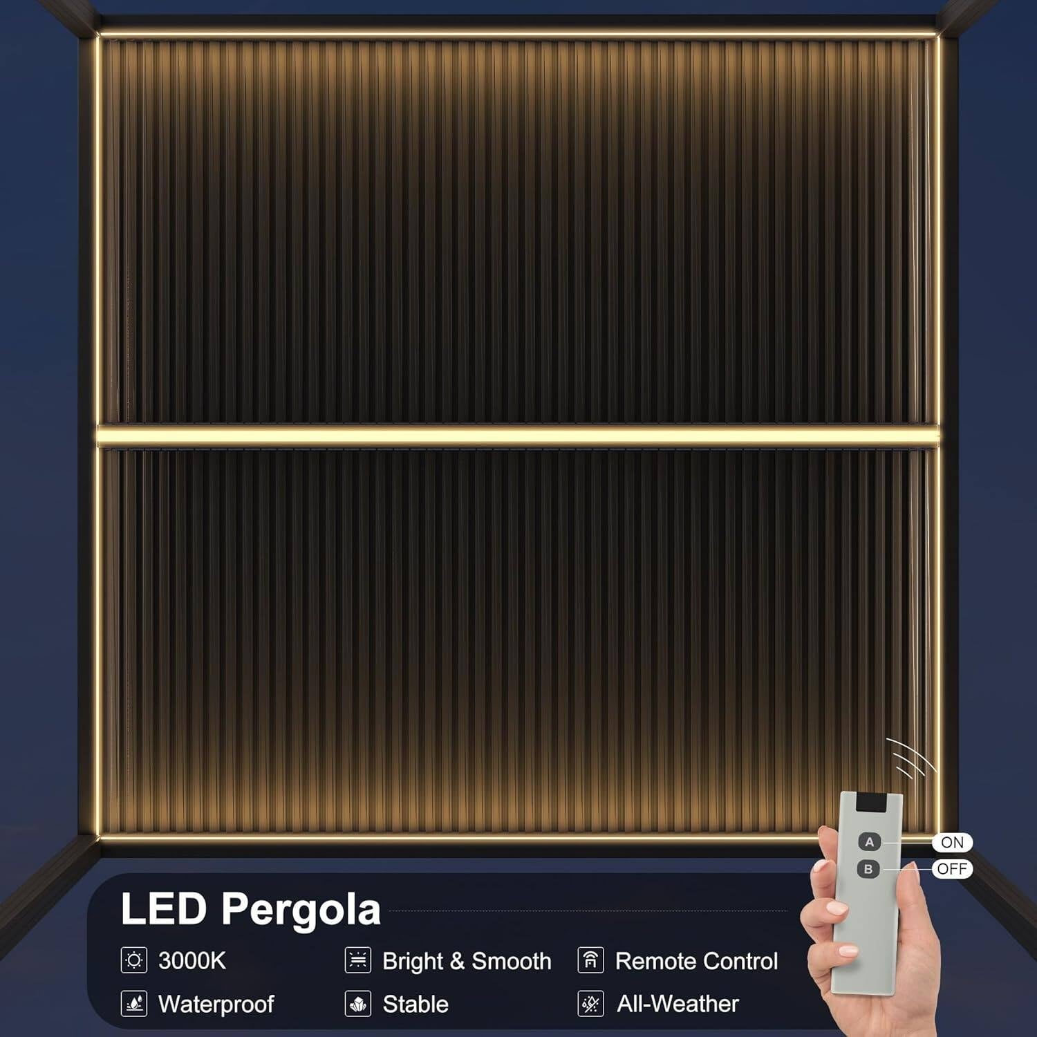 Grey Louvered Pergola Outdoor Aluminum Pergola with Adjustable Roof for Patio Grey Hardtop Gazebo