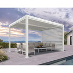 Louvered Pergola Modern White Pergola with Adjustable Roof for Deck Backyard Garden