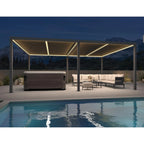 Grey Louvered Pergola Outdoor Aluminum Pergola with Adjustable Roof for Patio Grey Hardtop Gazebo