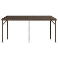 12 X16 Hardtop Lean to Gazebo with Gutters, Connectable Wall Mounted Gazebo Pergola with Galvanized Steel Roof, 60MPH Wind Resistance, Outdoor Large Metal Canopy, for Patio, Deck, Lawn - Brown