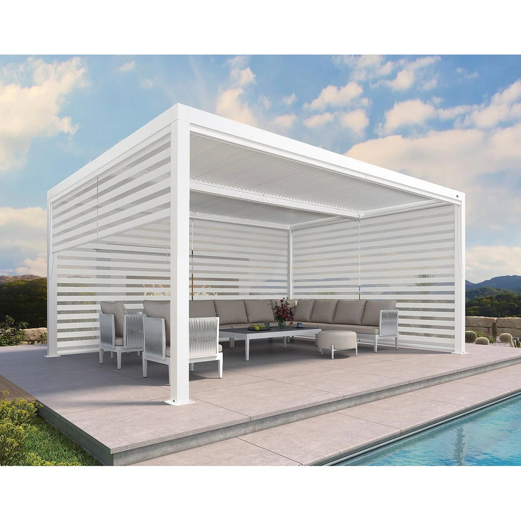 Louvered Pergola Modern White Pergola with Adjustable Roof for Deck Backyard Garden