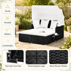 Outdoor Daybed with Retractable Canopy (White)