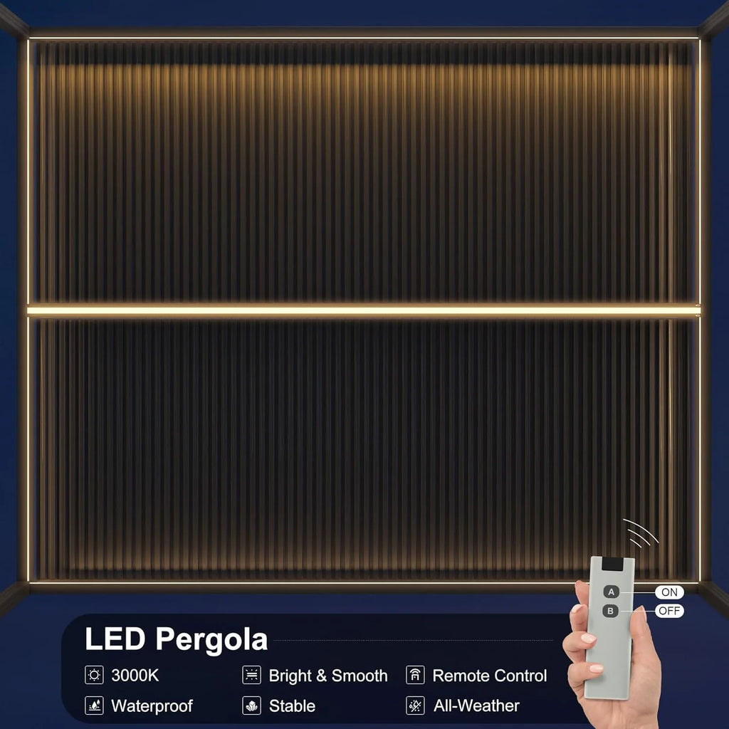 Grey Louvered Pergola Outdoor Aluminum Pergola with Adjustable Roof for Patio Grey Hardtop Gazebo