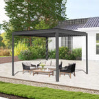 Gray Aluminum Metal Louvered Pergola 10 Ft. X 13 Ft.
