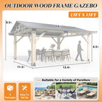12 Ft. X 14 Ft. Outdoor Wood Gazebo-Hardtop Patio Gazebos with Galvanized Steel Roof, Cedar Wooden Gazebo