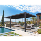 Grey Louvered Pergola Outdoor Aluminum Pergola with Adjustable Roof for Patio Grey Hardtop Gazebo