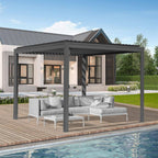 Gray Aluminum Metal Louvered Pergola 10 Ft. X 13 Ft.