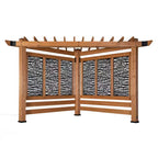 Verona 8 Ft. X 8 Ft. Light Brown Wooden Cabana Pergola with Bamboo Privacy Panels