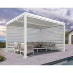 Louvered Pergola Modern White Pergola with Adjustable Roof for Deck Backyard Garden