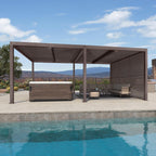 Bronze Louvered Pergola with Adjustable Roof for Deck Backyard Garden Hardtop Gazebo