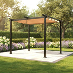 Reinforced Replacement Canopy Top Cover Compatible with the ZYMPG10 Purple Leaf Domi Kozyard and Universal to Most 10' X 10' Retractable Pergolas - Classic Sand, Riplock 350