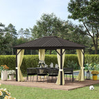 10' X 12' Hardtop Gazebo with Curtains and Netting Cream White