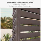 Bronze Louvered Pergola with Adjustable Roof for Deck Backyard Garden Hardtop Gazebo