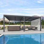 Grey Louvered Pergola Outdoor Aluminum Pergola with Adjustable Roof for Patio Grey Hardtop Gazebo