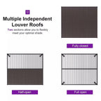 11.6 Ft. X 15.1 Ft. Bronze Aluminum Outdoor Louvered Pergola with 2-Individual Adjustable Roofs and In-Built Gutter
