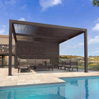Bronze Louvered Pergola with Adjustable Roof for Deck Backyard Garden Hardtop Gazebo