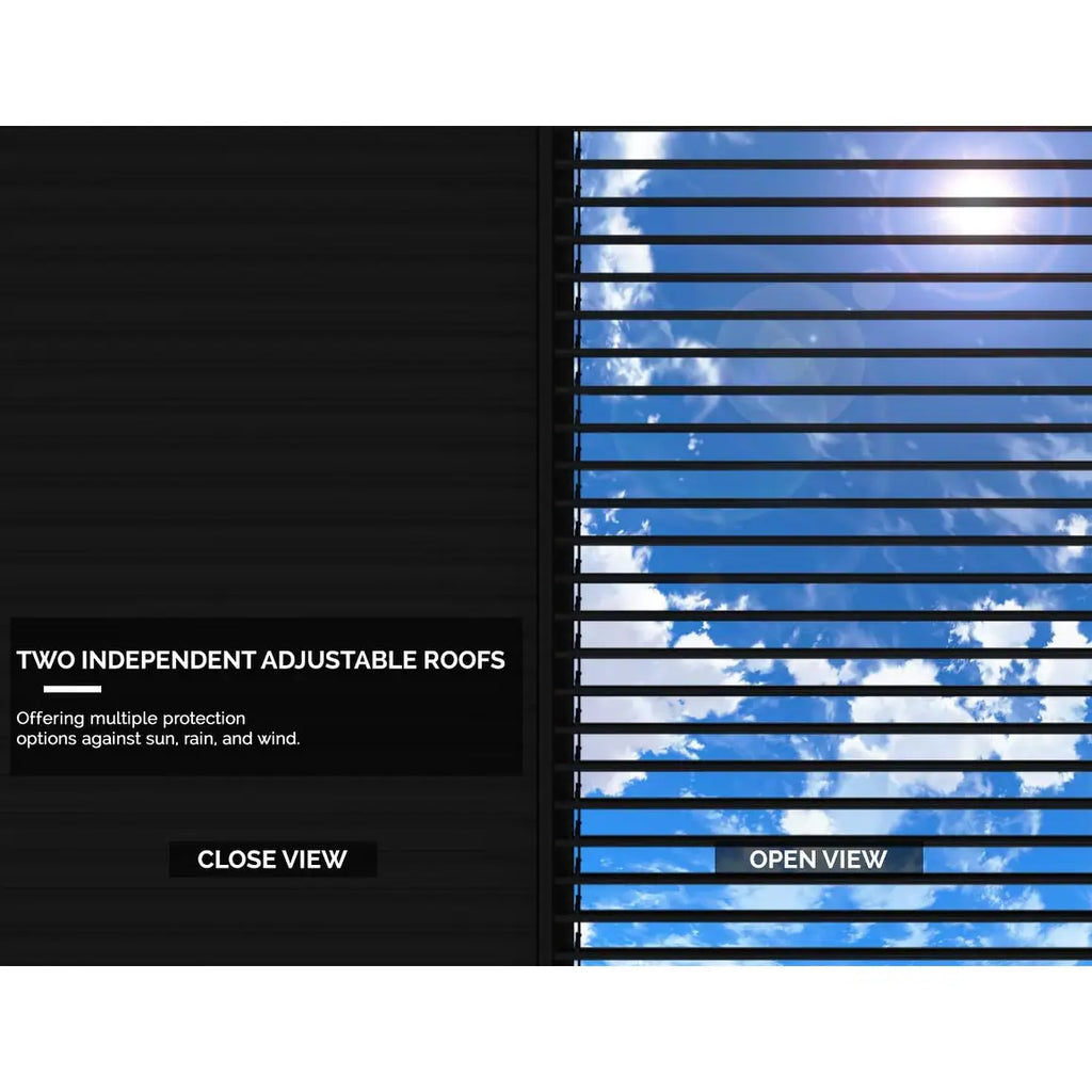 Grey Louvered Pergola Outdoor Aluminum Pergola with Adjustable Roof for Patio Grey Hardtop Gazebo