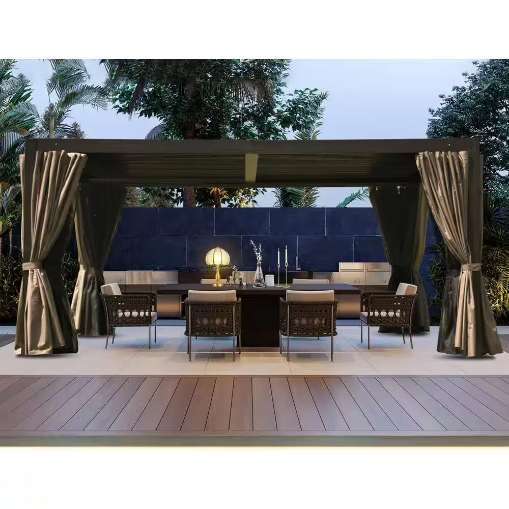 10 Ft. X 13 Ft. Gray Louvered Roof Pergola
