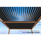 10 Ft. X 14 Ft. Deep Wood Grain Aluminum Outdoor Louvered Pergola with Individual Adjustable Roofs and In-Built Gutter
