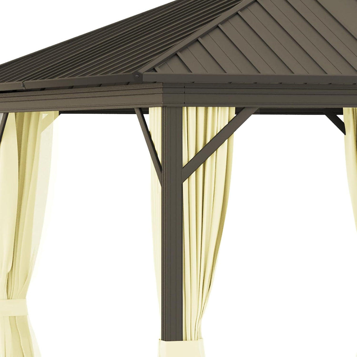 10' X 12' Hardtop Gazebo with Curtains and Netting Cream White