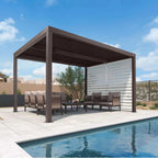 Bronze Louvered Pergola with Adjustable Roof for Deck Backyard Garden Hardtop Gazebo